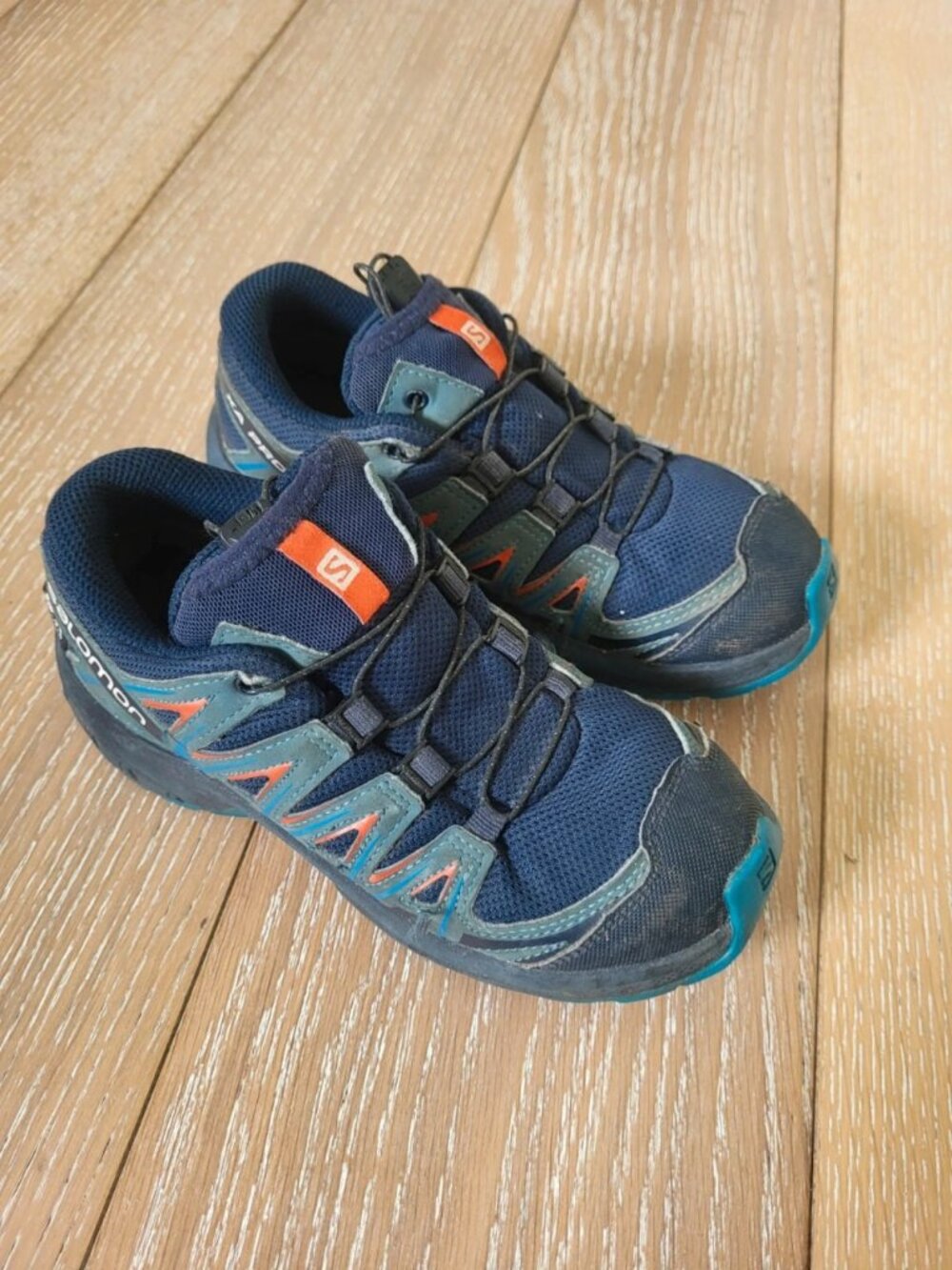 Kids Waterproof Trail Running Shoes Blue/Orange
